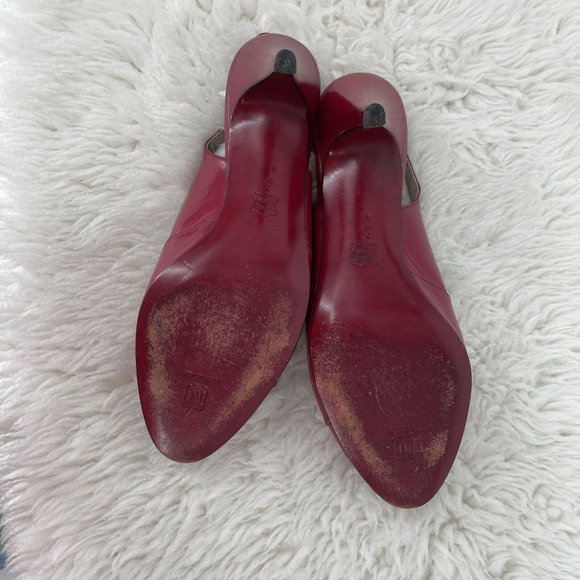 Bruno Magli Womens Italy Red Strappy Pumps Heels Shoes Peep Toe Sz 7.5 AA - Picture 8 of 9